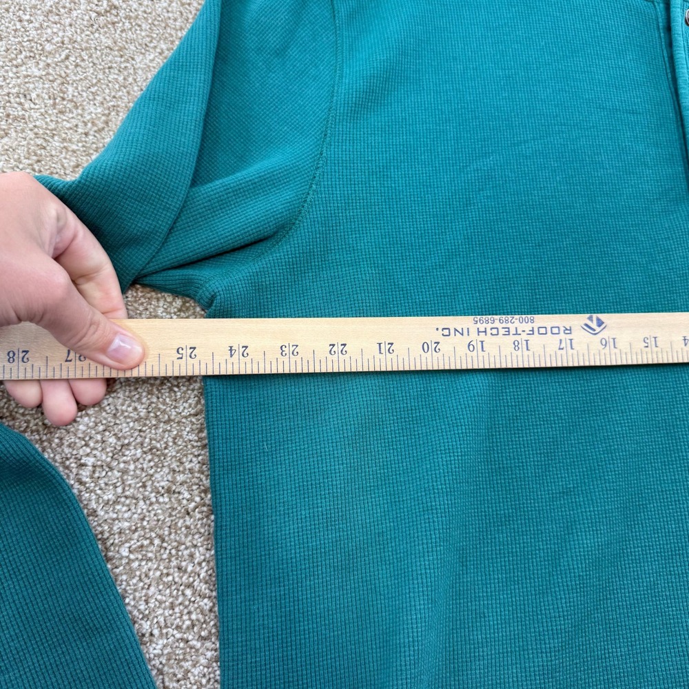 Lands End Mens XL/T Teal Green Waffle Knit Long Sleeve Henley Shirt 46 48 Tall - Picture 6 of 11